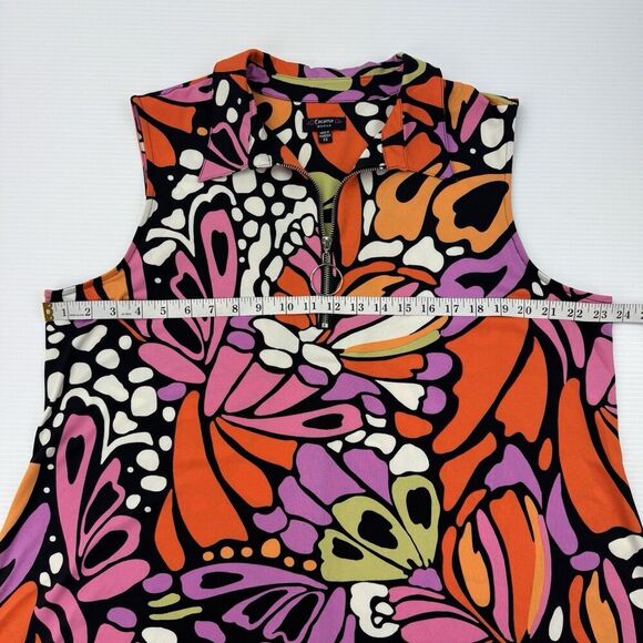 Cocomo Woman 2X Tunic Top Mini Dress Zip Front Sleeveless Butterfly Print - Picture 6 of 7